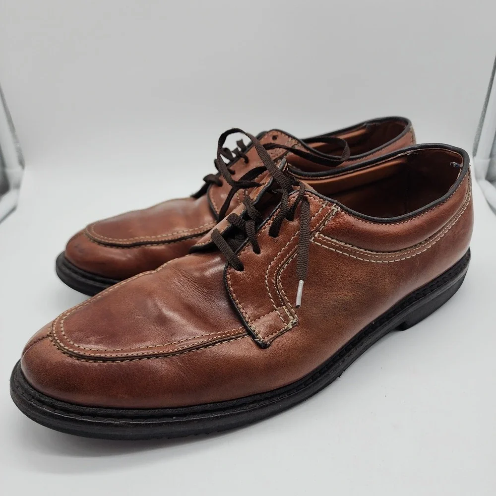 Allen Edmonds Wilbert Brown Leather Apron Toe Dress Shoes Men 12B USA Rubber Sol
